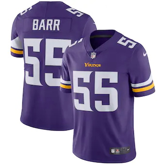 mens nike anthony barr purple minnesota vikings vapor untou
